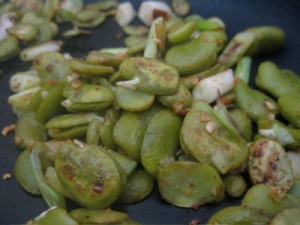 Moroccan Fava Beans - Pan fried with cebollines